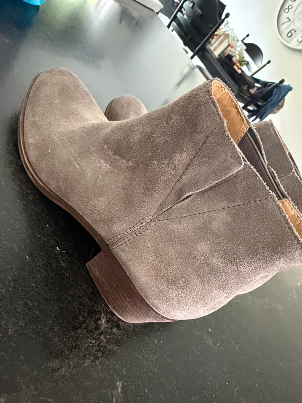 Lucky Brand Gray Suede Low-Heel Ankle Booties